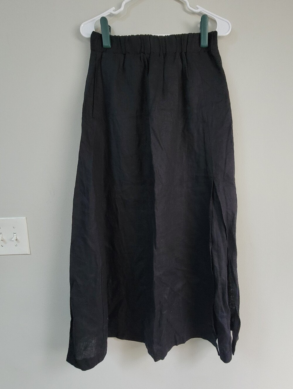 NWOT Quince Black Linen Maxi Skirt Women Size S Minimal Boho Vampy Capsule